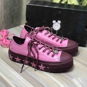 Converse 563718C Ctas Lift OX Patent Pink Dark Burgundy Women's Sneakers -NWB